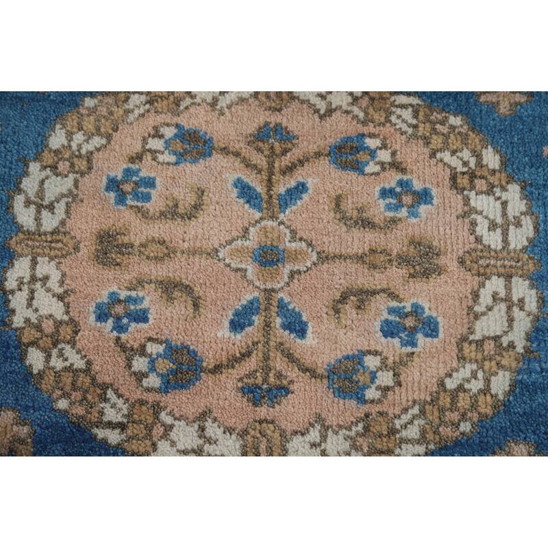 Floral Blue Oushak Indian Area Rug Oriental Handmade Wool Carpet - 8'0" x 9'6"
