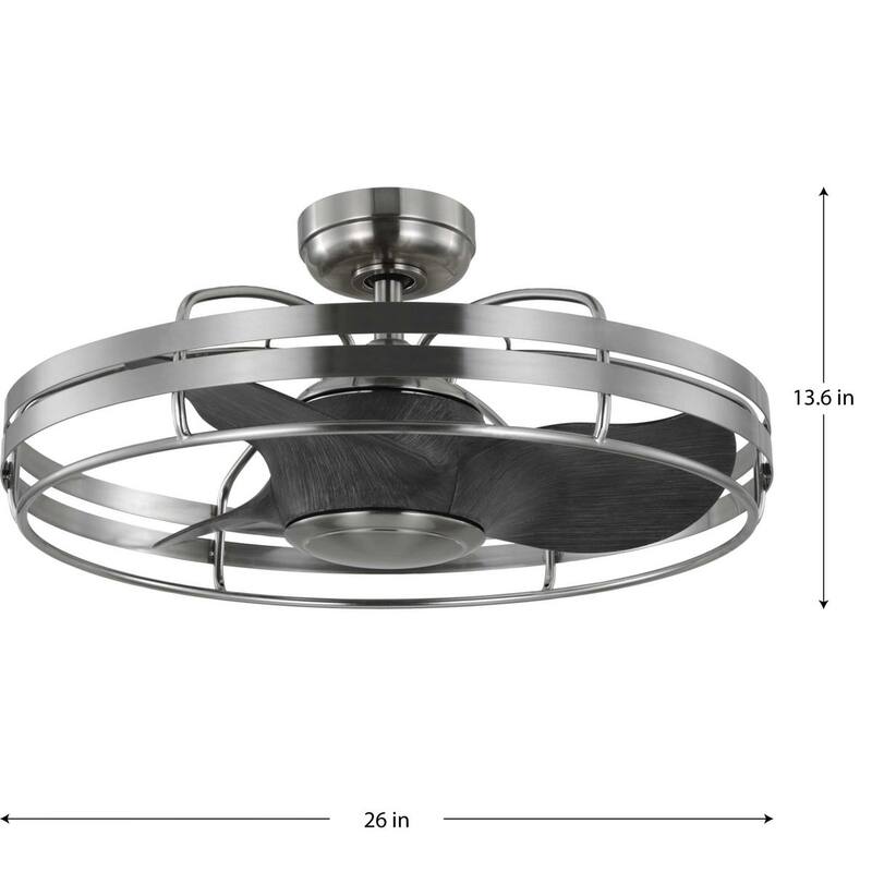 Bastrop Collection 26 in. Three-Blade Brushed Nickel Transitional Ceiling Fan with 3 Speed Remote Control