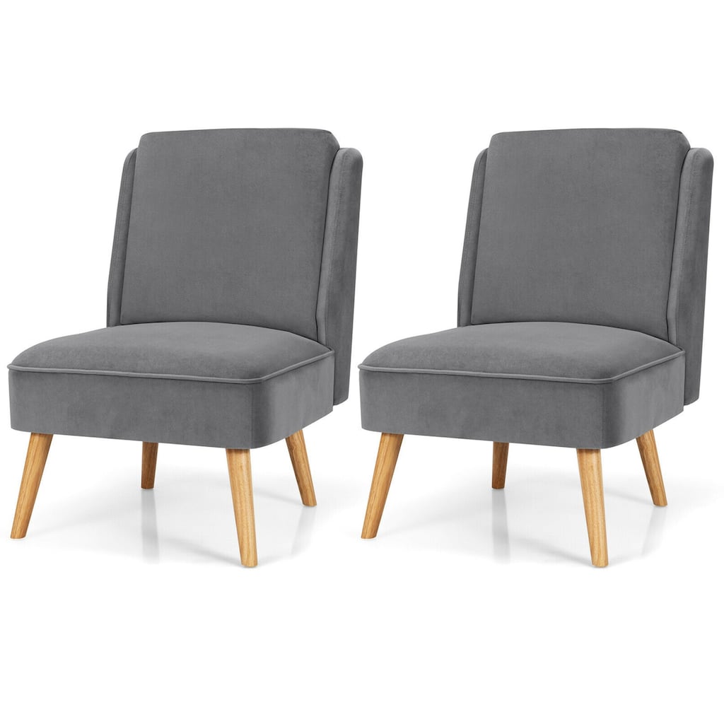 Gymax 2PCS Velvet Accent Chair Single Sofa Chair Leisure Chair with - 19'' x 23.5'' x 16''