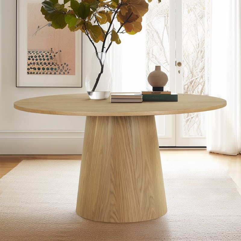 52" Solid Oak Round Pedestal Dining Table