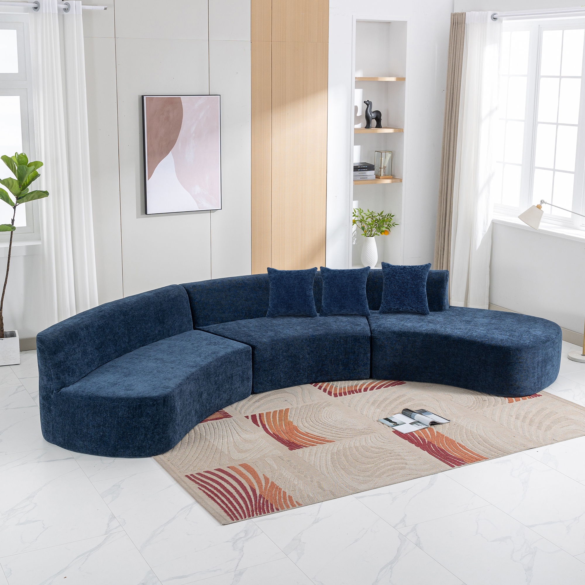 Blue outlet curved sofa