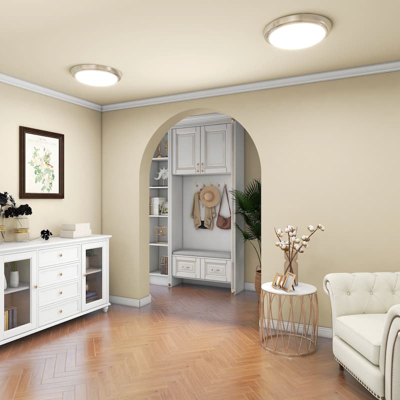 2Pack-23W LED Dimmable Round Globe Flush Mount Ceiling Light - 23W-2PCS 12.99"x12.99"x2.36"