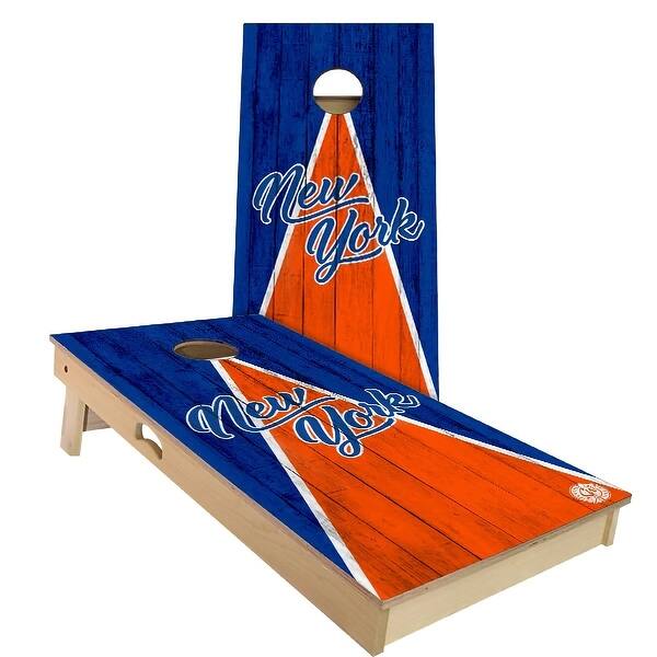 slide 2 of 8, New York Triangle Baseball Outdoor Cornhole Board Set Backyard 2x4 - Include Carrying Case