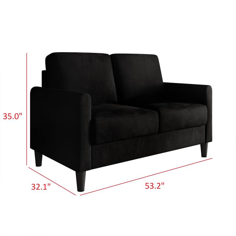 Clayfell Goliad Velvet Arm Loveseat with Pocket Spring, Soft Cushions, Clean Lines Design