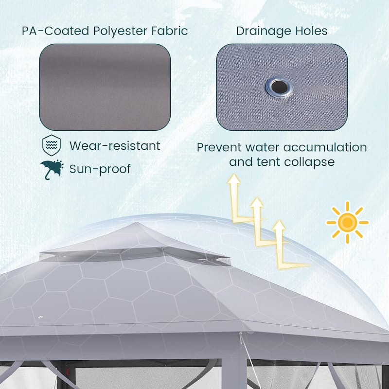 Costway 11'x11' 2-Tier Pop-Up Gazebo Tent Portable Canopy Shelter