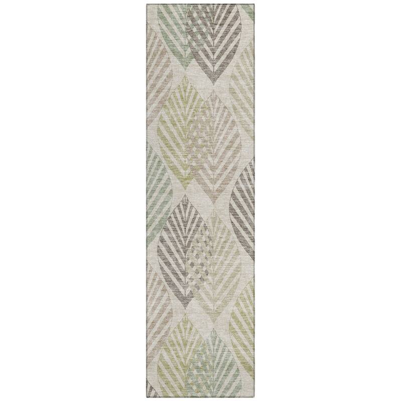 Machine Washable Indoor/ Outdoor Chantille Casual Palm Rug