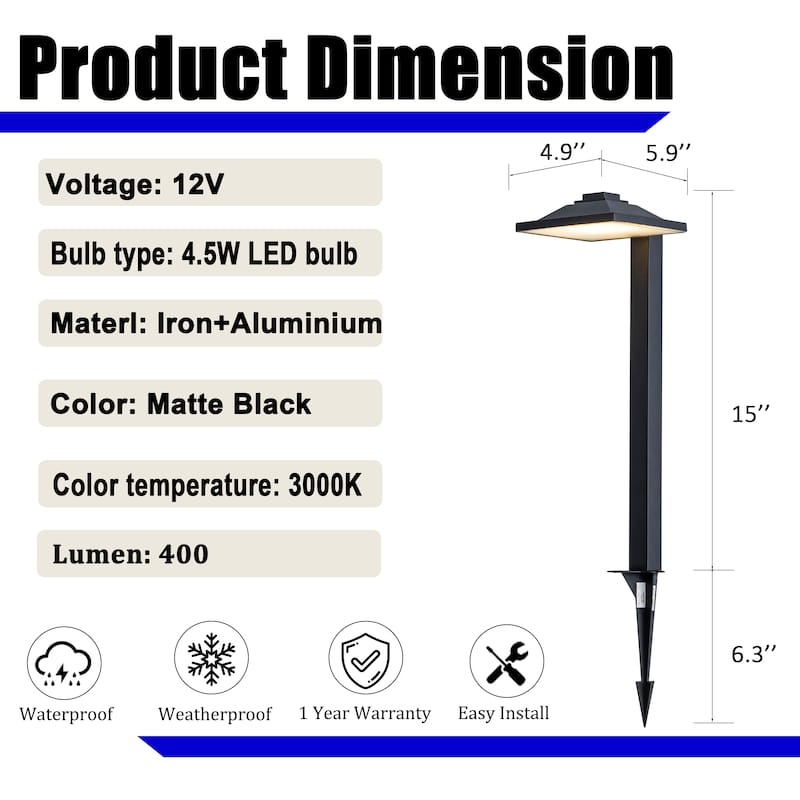 LED Low Voltage Landscape Path Light Bright Waterproof Outdoor Pathway Light for Walkway, Garden, Yard & Driveway (6 pack )