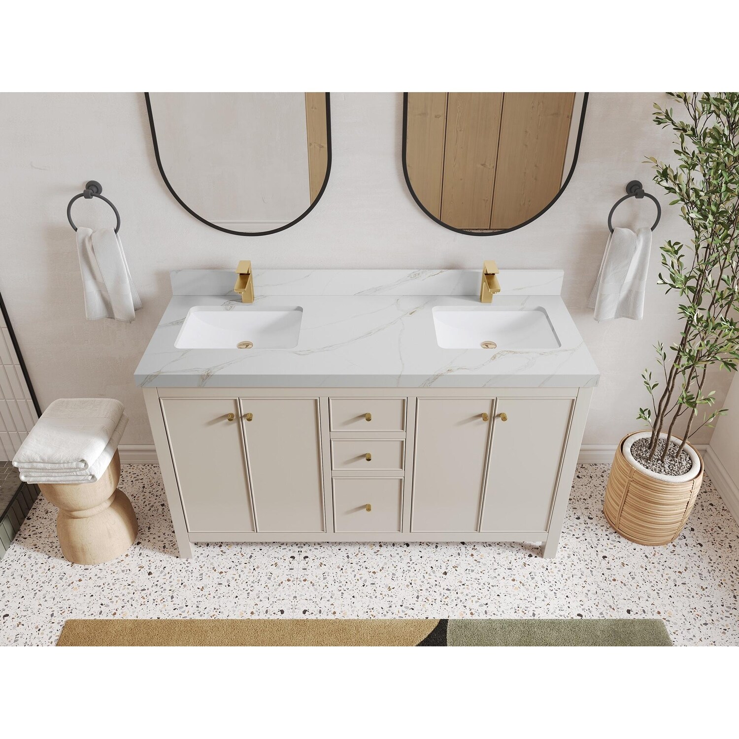 Willow Collections 60 in. W x 22 in. D Chicago Double Sink Bathroom Vanity with Countertop