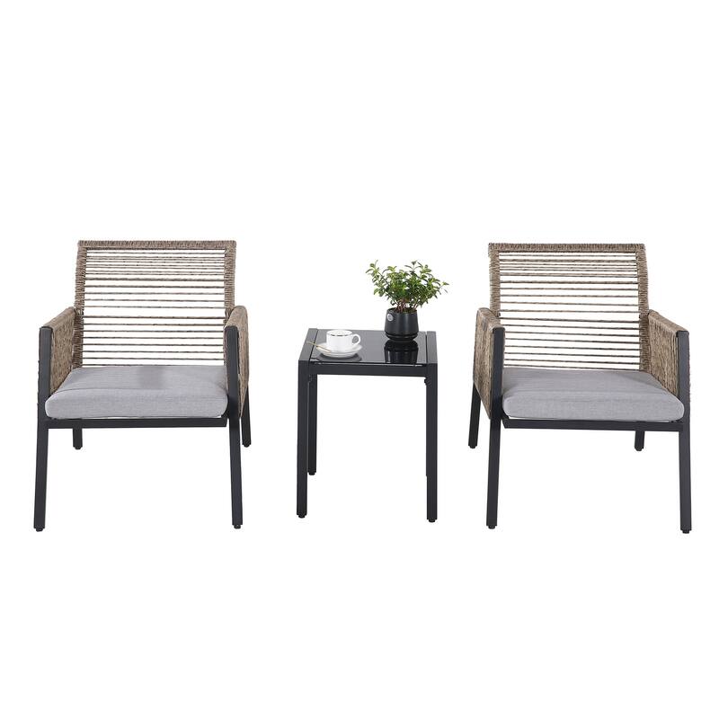 Patio Furniture Set - Outdoor Sectional Sofa All Weather Wicker Rattan Conversation Set with Soft Cushions