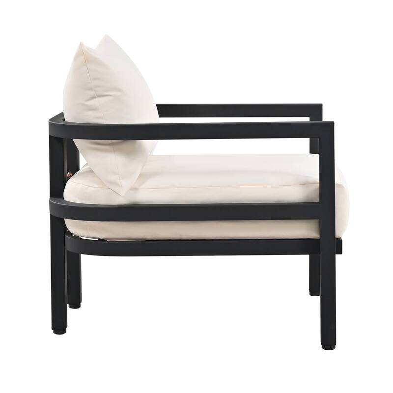 Outdoor Steel Patio Sofa Set with Coffee Table and Water-Resistant Cushions