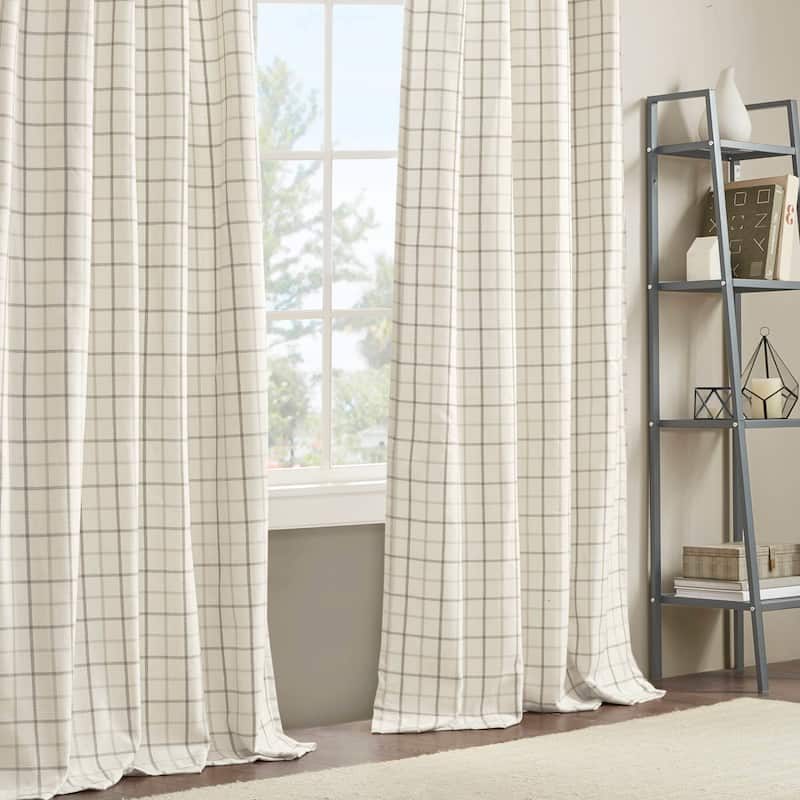 Madison Park Anaheim Plaid Rod Pocket and Back Tab Single Curtain Panel with Fleece Lining