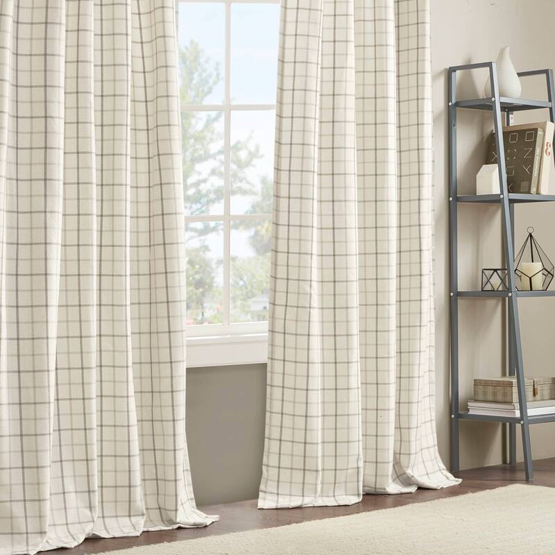 Plaid Rod Pocket and Back Tab Curtain Panel