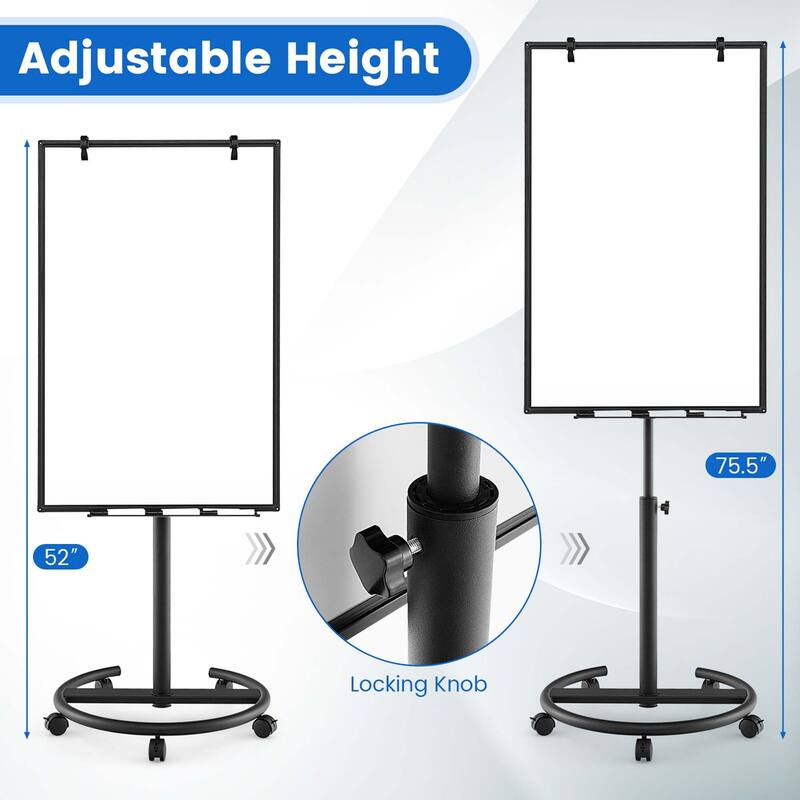 Costway Mobile Whiteboard 40'' x 26'' Height Adjustable Magnetic Dry - See Details