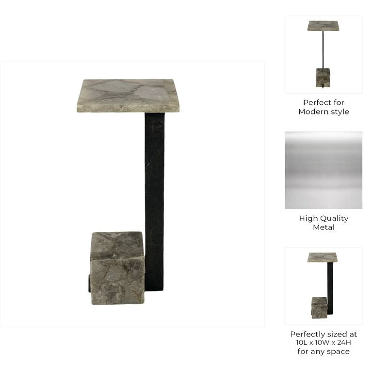 Metal Accent Table Modern Geometric Base Sleek Contemporary Design