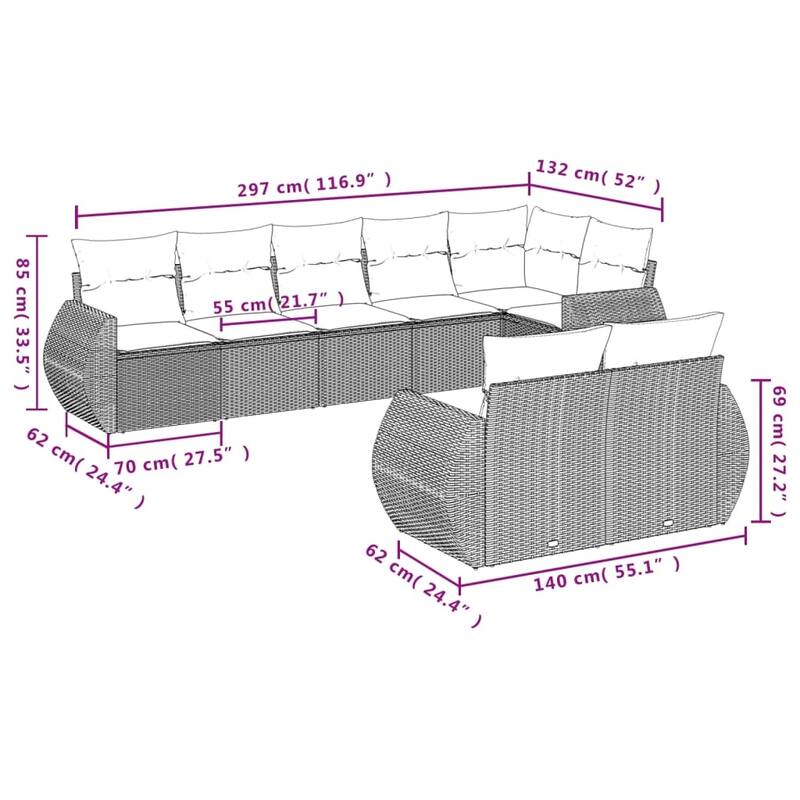 vidaXL Garden Sofa Set Black