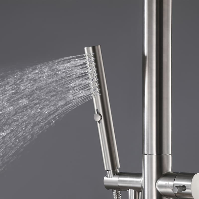 91"H Stainless Steel Freestanding Outdoor Shower with Handheld shower