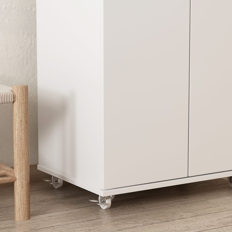 Kerrogee Tall Shoe Cabinet with Doors, 8-Tier Shoe Storage with Wheel - 15.7"W x 23.6"L x 70.9"H