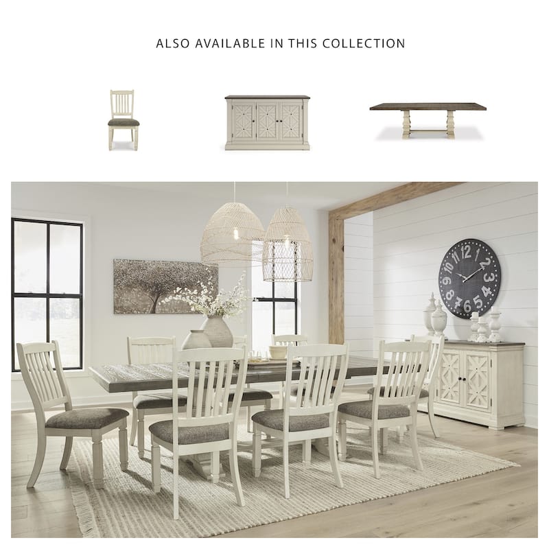 Signature Design by Ashley Bolanburg Brown / Antique White Extension Dining Table - 48"W x 103.25"D x 28.25"H