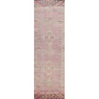 Muted Geometric Authentic Oushak Turkish Area Rug Wool Hand-knotted - 3'0" x 10'11"