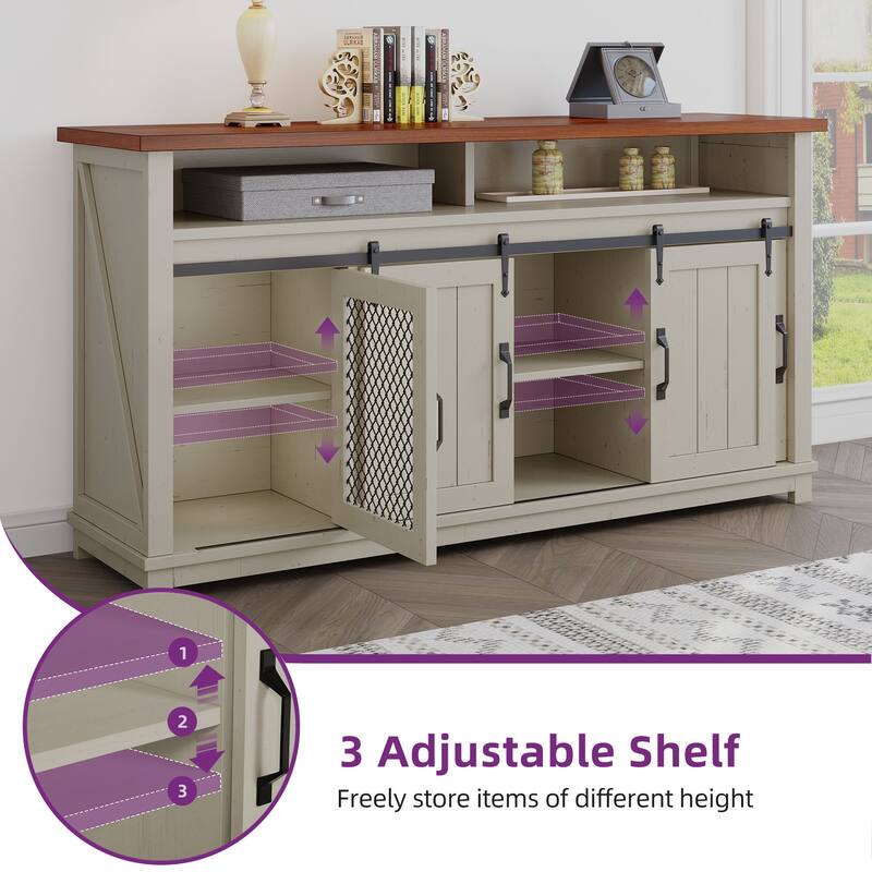 Farmhouse Sideboard Buffet Cabinet with Sliding Barn Doors