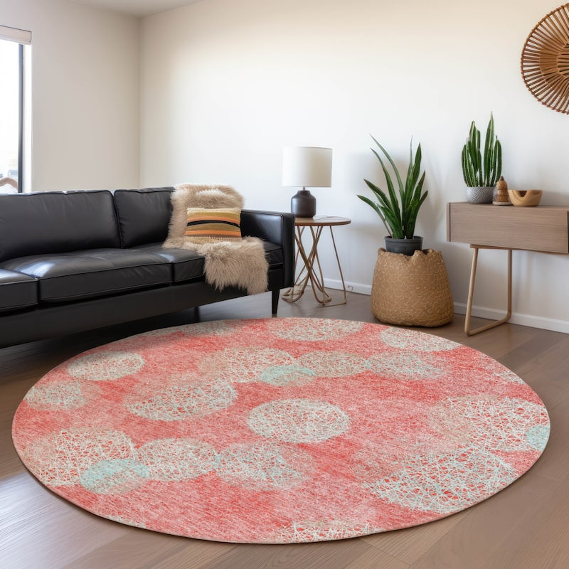 Machine Washable Indoor/ Outdoor Boho Sphere Chantille Rug