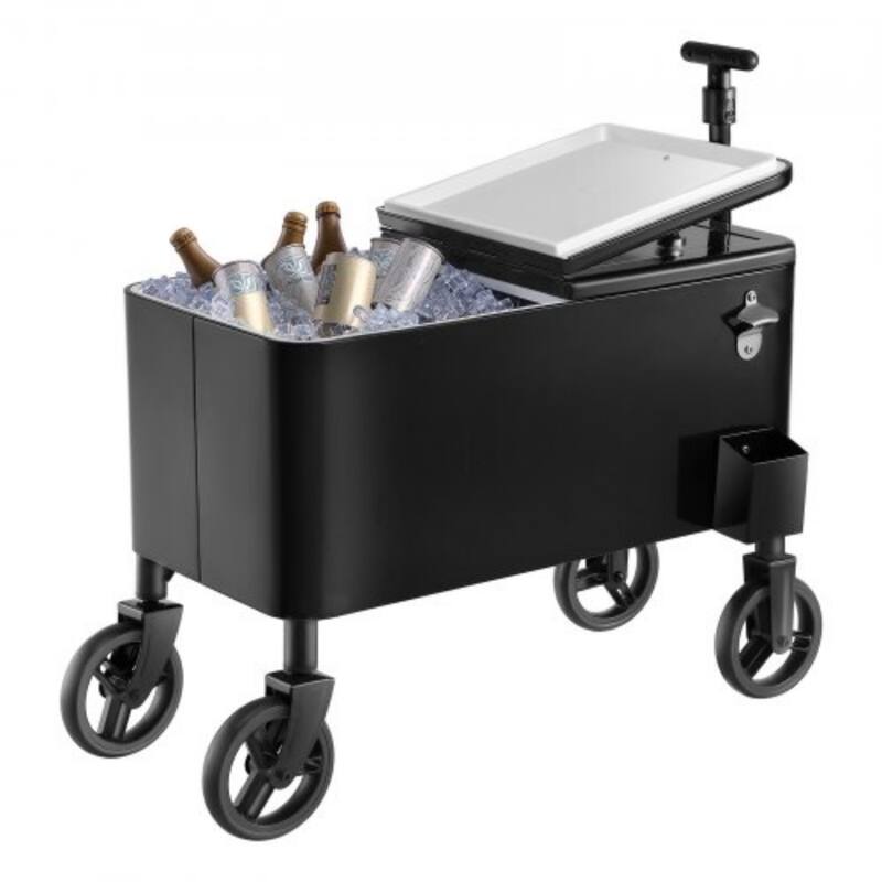80 Quart Trolley Cooler with Telescopic Handle and Swivel Wheels and Long-Lasting Ice Retention - 35.04" x 18.11" x 47.24"