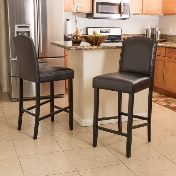 slide 2 of 66, Logan Bonded Leather Backed Barstool (Set of 2) by Christopher Knight Home