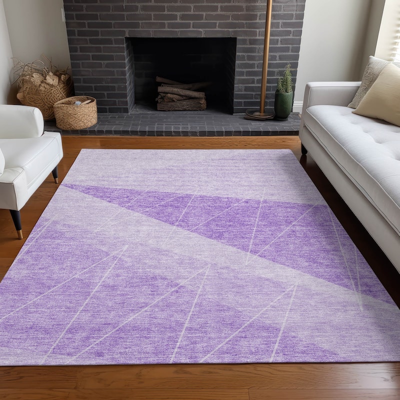 Machine Washable Indoor/ Outdoor Chantille Modern Prism Rug - Lavender - 9' x 12'