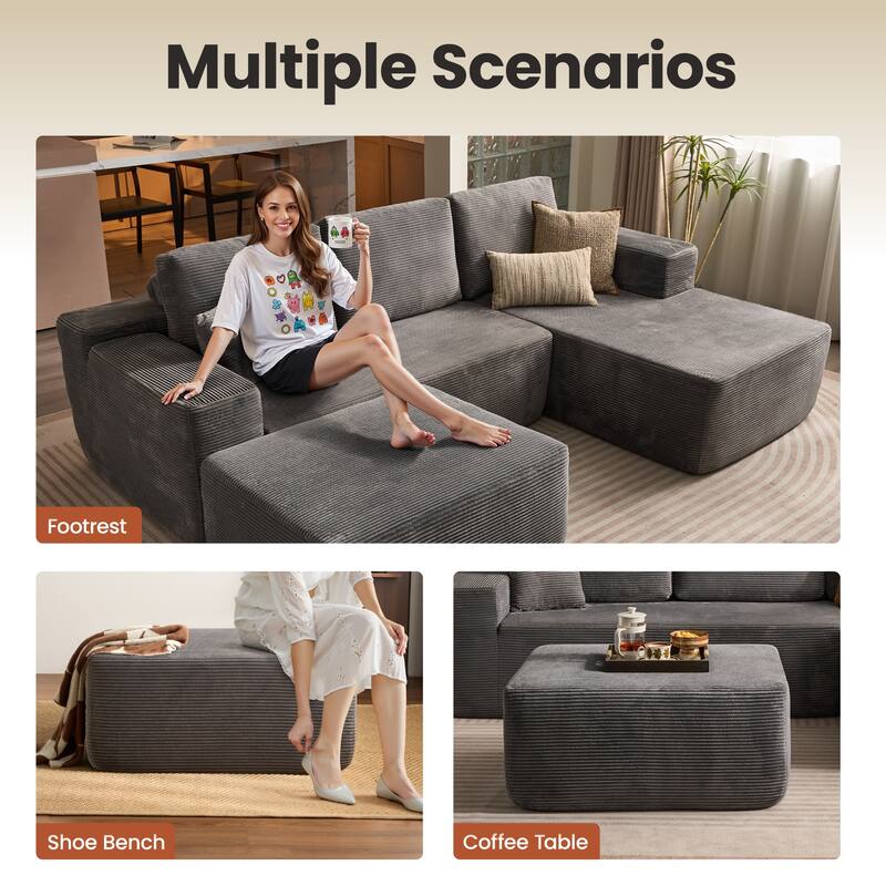 ​​OVIOS Lazy Chaise Lounge Sofa with Ottoman​