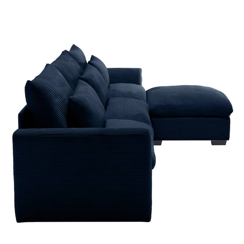 122" Modular Corduroy Sectional Sofa with Storage Ottoman for Living Room
