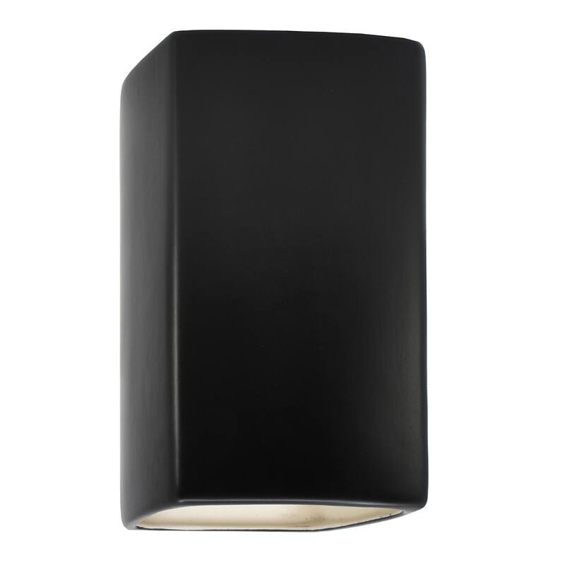 Justice Design Ambiance - Large ADA Rectangle Wall Sconce - Closed Top (Outdoor) - Replaceable Bulb - Carbon Matte Black