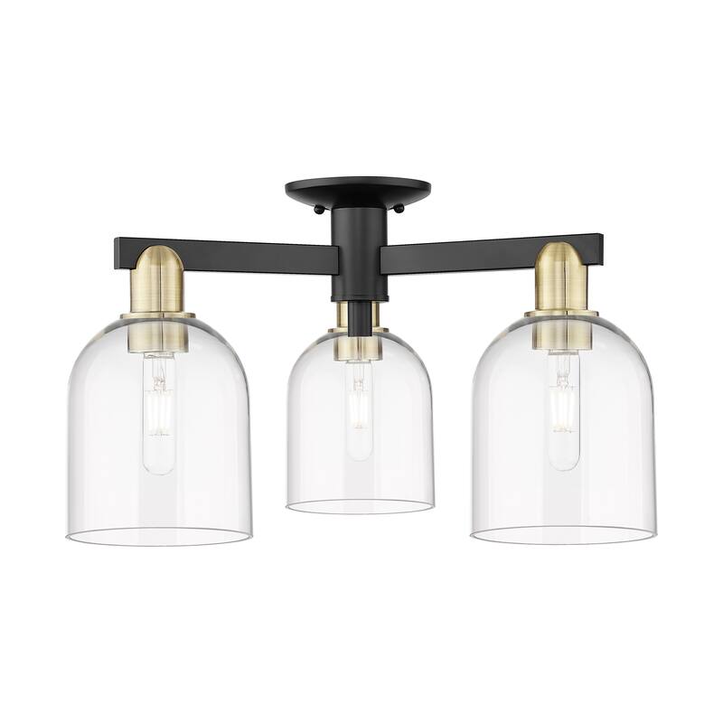 Innovations Lighting Endless Possibilities Arcadia - Bella - 3 Light 23" Semi-Flush Mount - Clear/Black Antique Brass