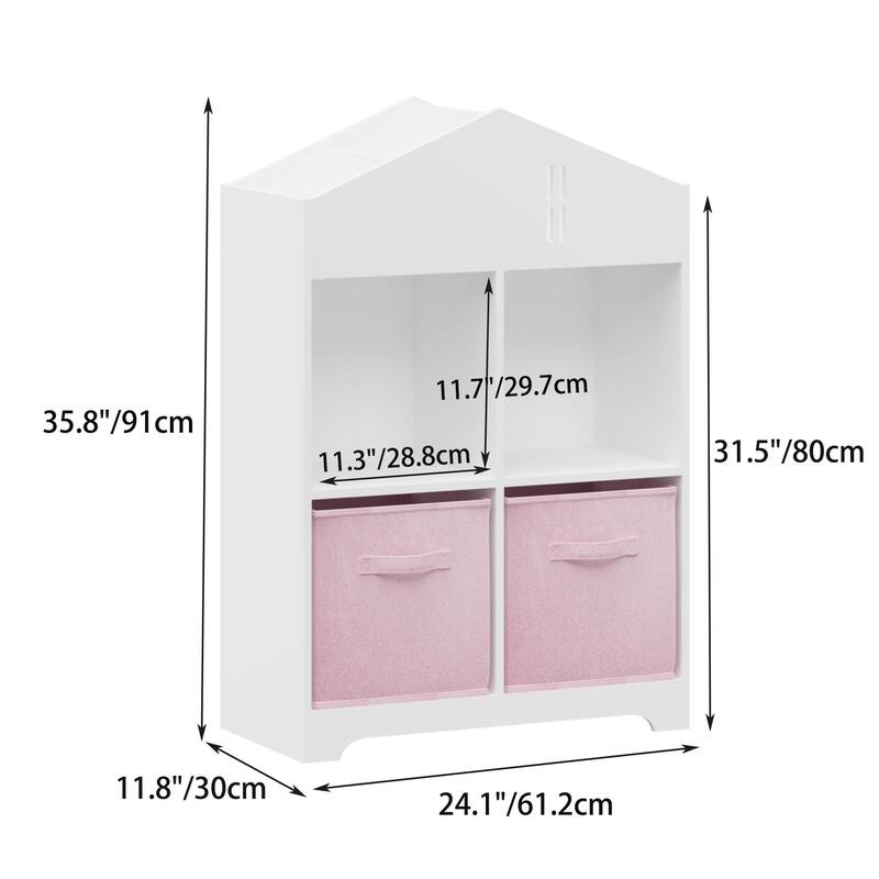 Kids Dollhouse Bookcase with Storage