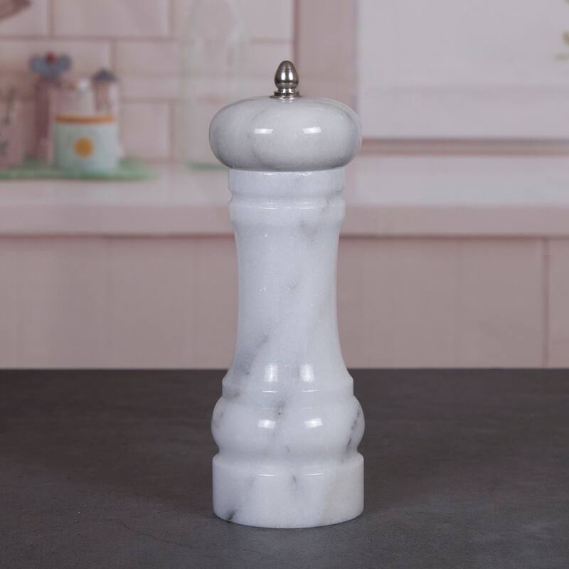 Creative Home Natural White Marble Pepper Spice Grinder