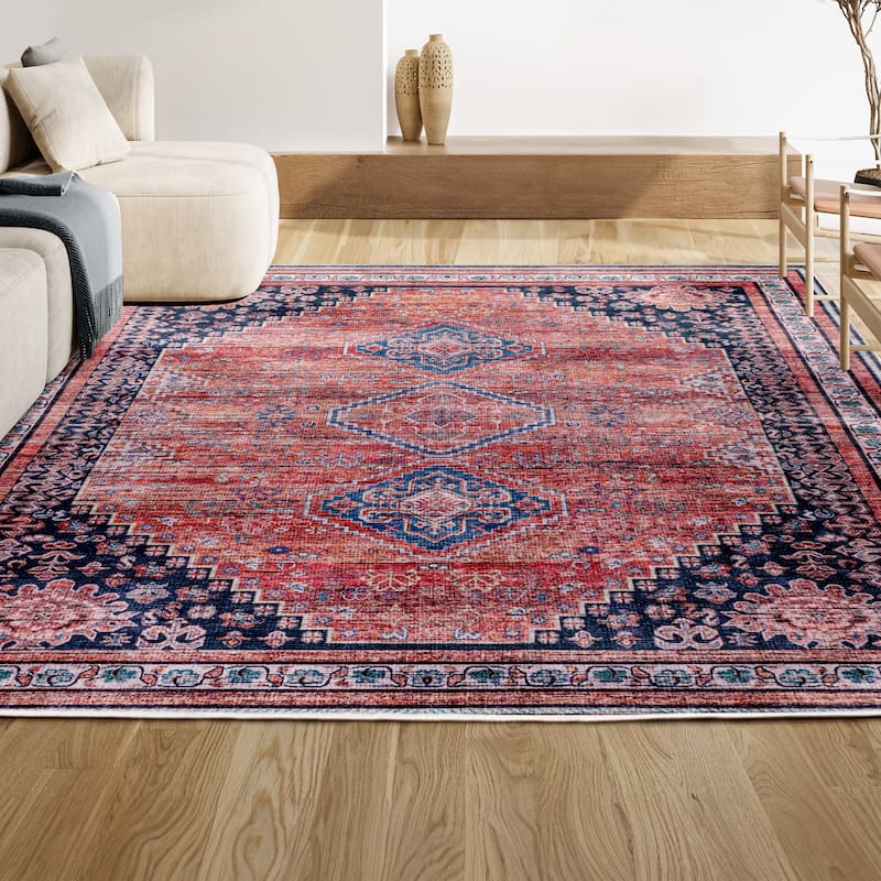 JONATHAN Y Didim Geometric Medallions Machine Washable Area Rug