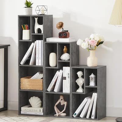 VECELO 2-Tier+3-Tier+4-Tier Bookcase set, Modern & Contemporary Wooden Bookshelf sets(set of 3)