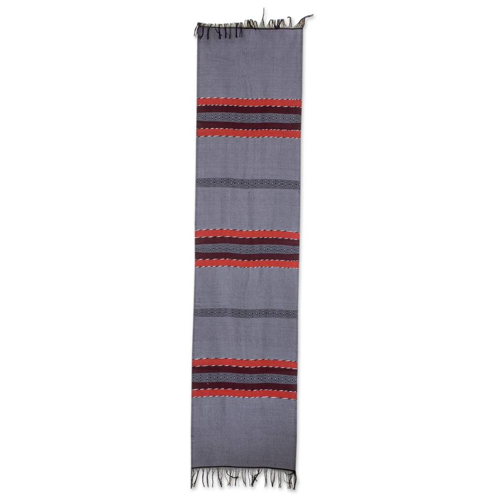 Novica Handmade Trails Of Totonicapan In Grey Cotton Table Runner