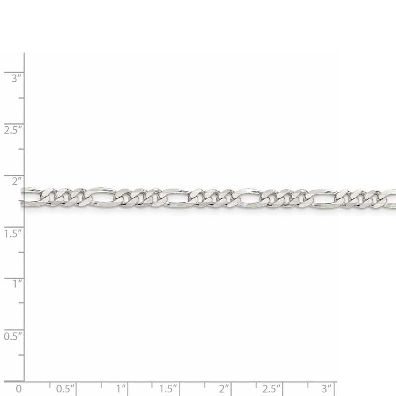 Curata 925 Sterling Silver 4.25mm Figaro Chain Necklace for Men