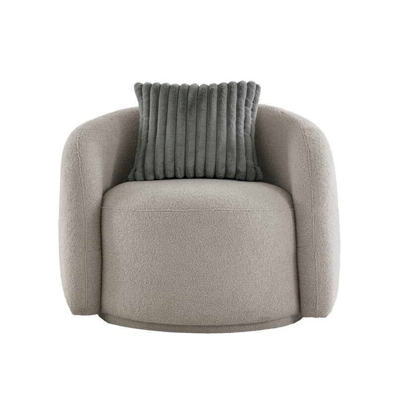 Willits Boucle Accent Chair with Cloud-Like Curved Design and Furry Channel Pillow by iNSPIRE Q Modern