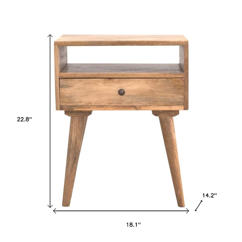 HomeRoots 23" Natural Solid Wood One Drawer Nightstand