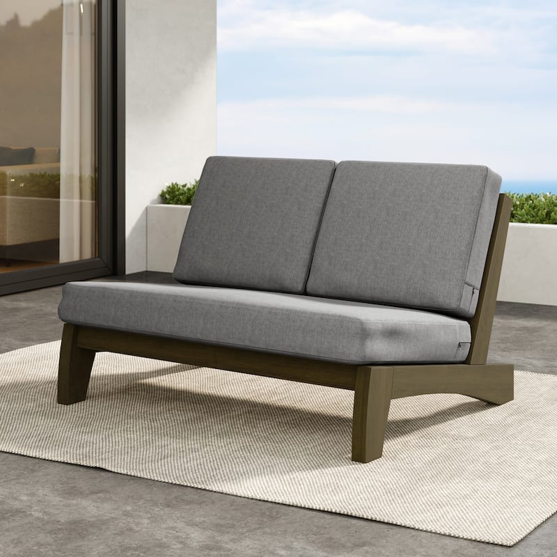 Outdoor Furniture Teak Wood Armless Loveseat Sofa With Cushion