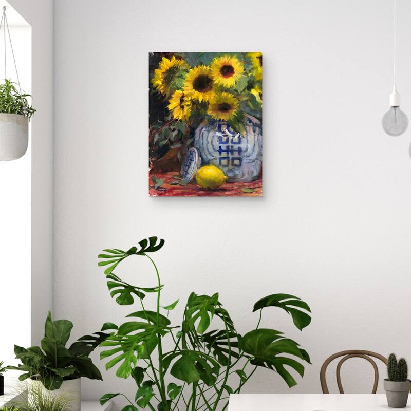 Sunflowers Still Life by Geoff Allen Canvas Art Print