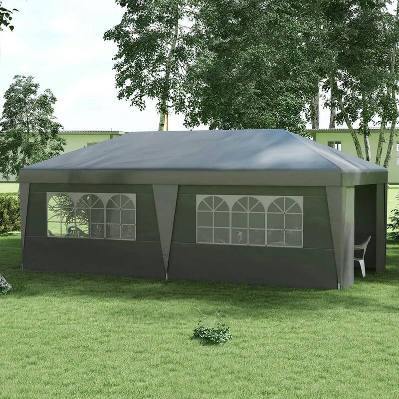 10' x 19.5' Pop Up Canopy Tent Height Adjustable, Leg Weight Bags, Bag