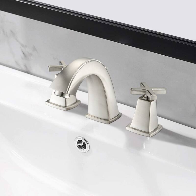 YASINU Cross Handles Widespread 8 Inch Bathroom Faucet With Drain