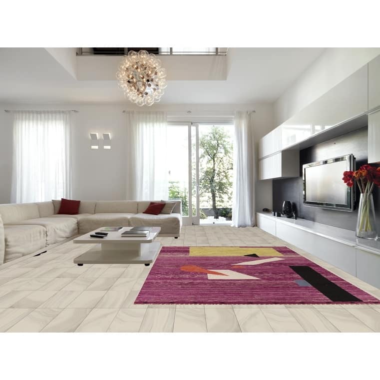 Purple Striped Moroccan Modern Area Rug Handmade Wool Carpet - 8'10" x 12'10"