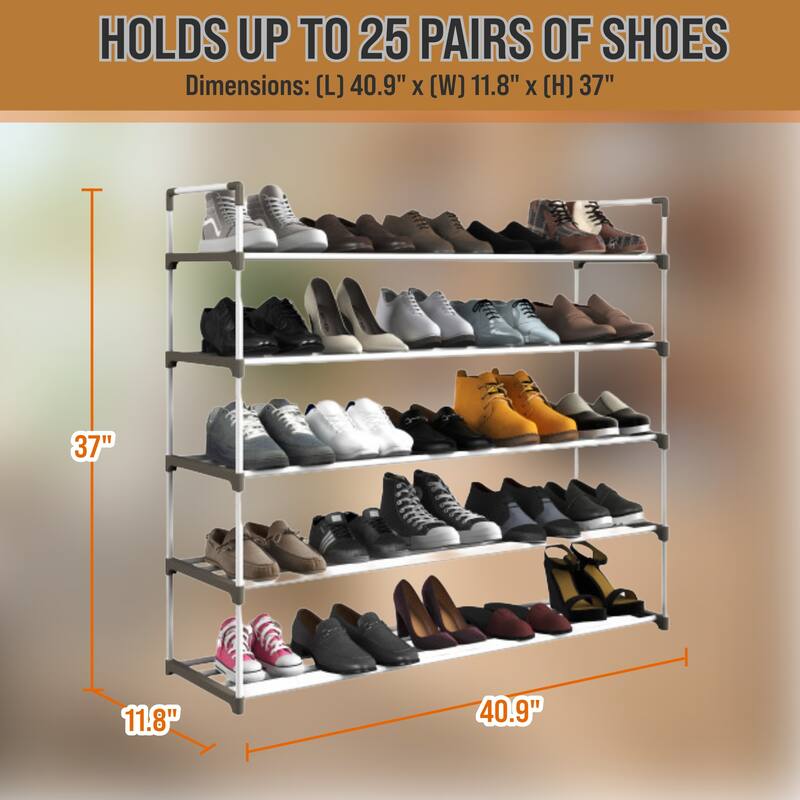 Shoe Rack - Shoe Organizer for Closet, Bathroom, Entryway by Home-Complete (White)