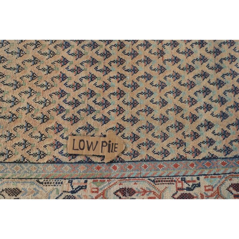 Geometric Botemir Persian Vintage Runner Rug Handmade Wool Carpet - 3'5" x 10'2"