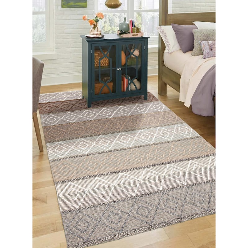 ECARPETGALLERY Braid weave Sienna Multi Color Wool Rug - 5'0 x 8'2