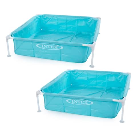 Intex Mini Frame Kids 4ft x 4ft x 12in Beginner Kiddie Swimming Pool (2 Pack) - 10