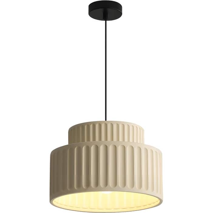 1-light pendant lights cream yellow kitchen island light resin, metal hanging lights